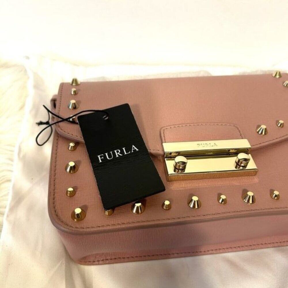 Furla Medium Julia Studded Dusty Pink Leather Bag New with tag - Picture 14 of 15